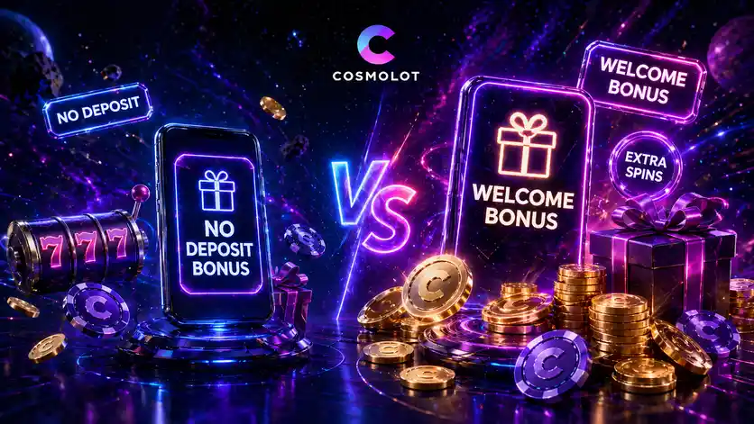 Сравнение бездепозитного бонуса и приветственного пакета Космолот — размер награды, требования к отыгрышу, лимиты вывода и доступные игры